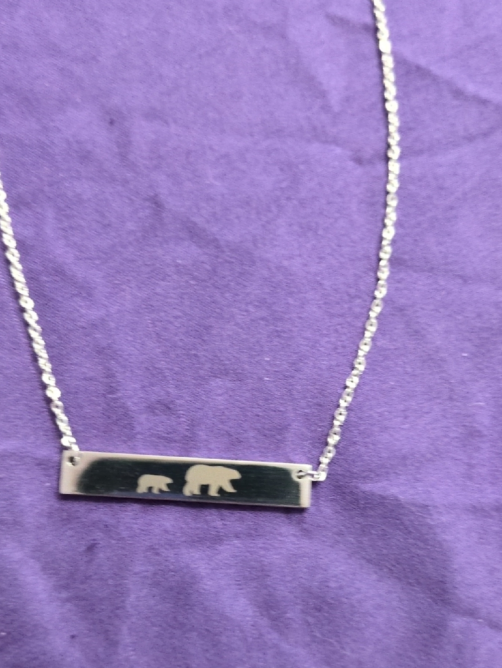 Silver Mama Bear Bar Necklace - Women Jewelry